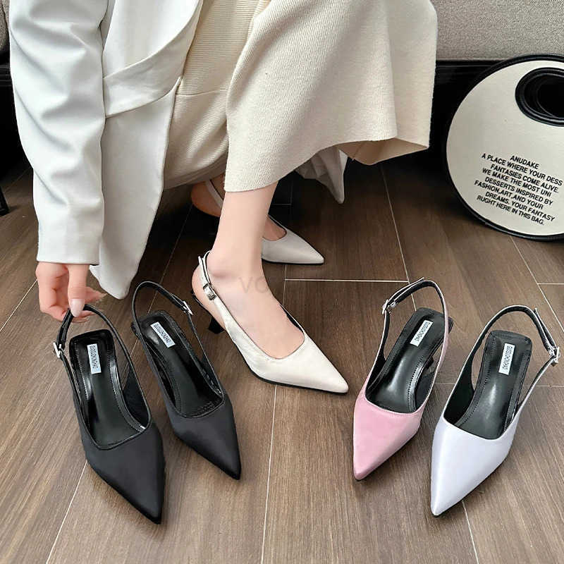 Pumps Sexy High H 2024 Summer Trend Wens Shoe Kitten H Pointed Toe Sandals Fashion Back Buckle Ladies Stilettos Par Z250326