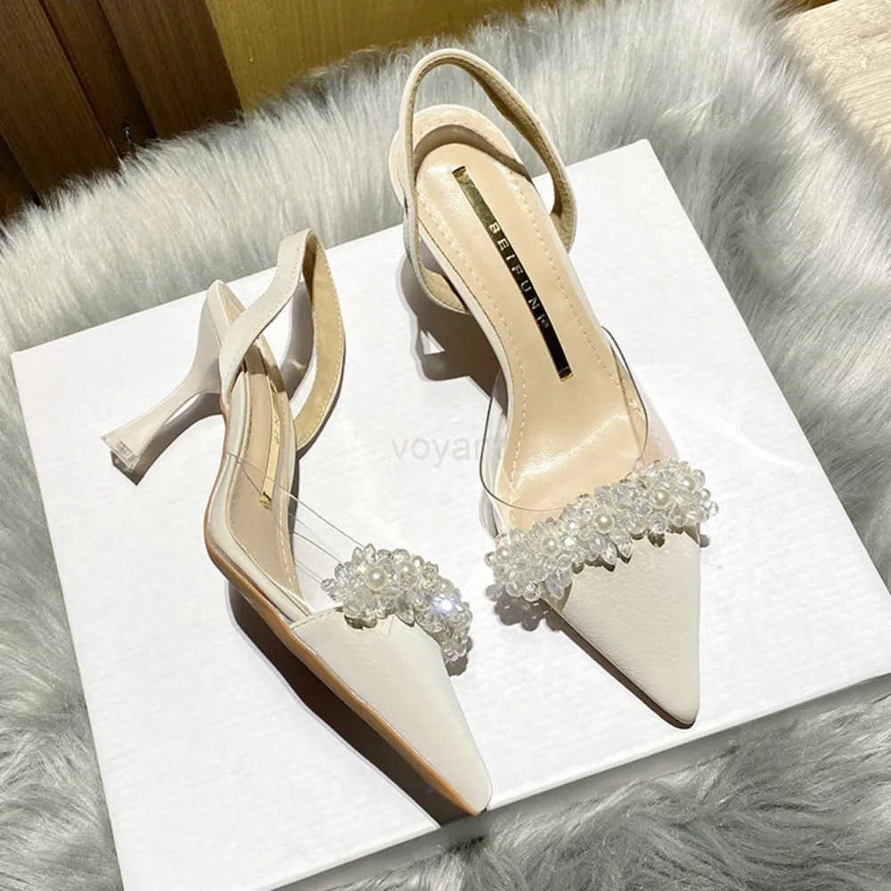 Luxury Sandals Wen Designers Baotou Sandals Wens Spring/Summer 2024 New French Transparent Pointed High H Ladies Shoes Z250326