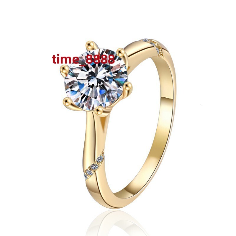 18K Gold Plated Moissanite Ring 925 Sterling Silver Jewelry Female Senior Sense Factory Wholesale Cross-Border Live Ring