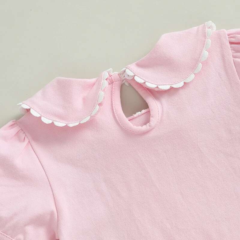 Ddmyshoesvip Adorable Baby Girl Summer T Shirt With Cute Doll Collar And Stylish Contrast Color Short Sleeves For A Casual Look