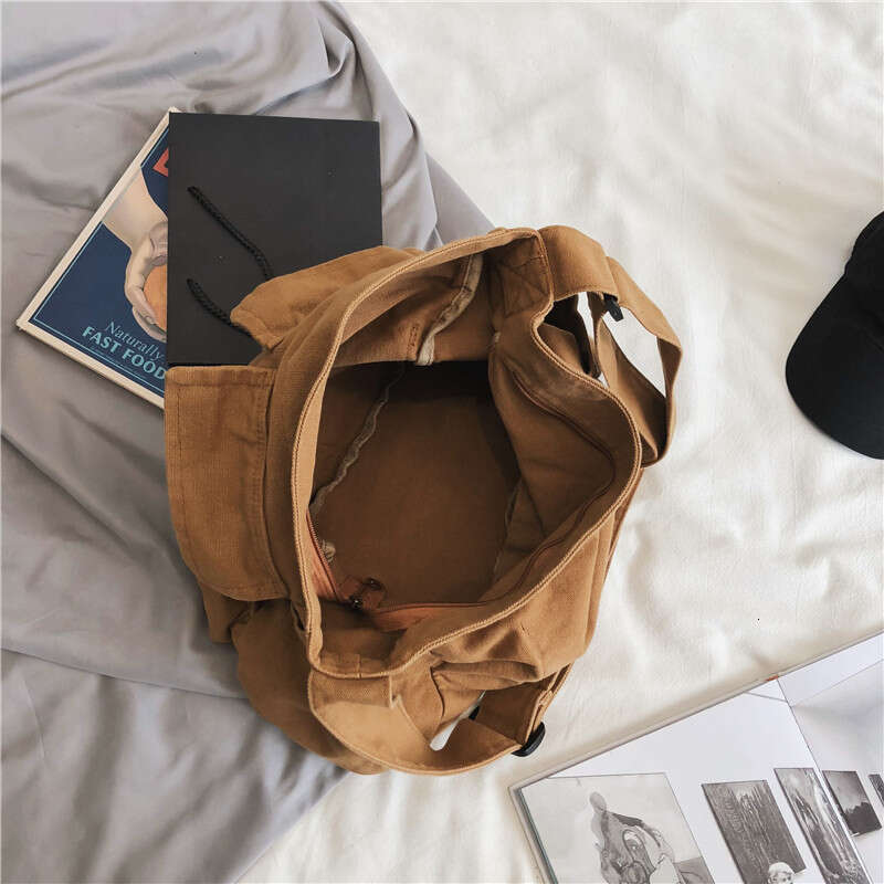 Work style single shoulder crossbody men and women ins canvas for students, school bag, street large capacity artistic leisure bag