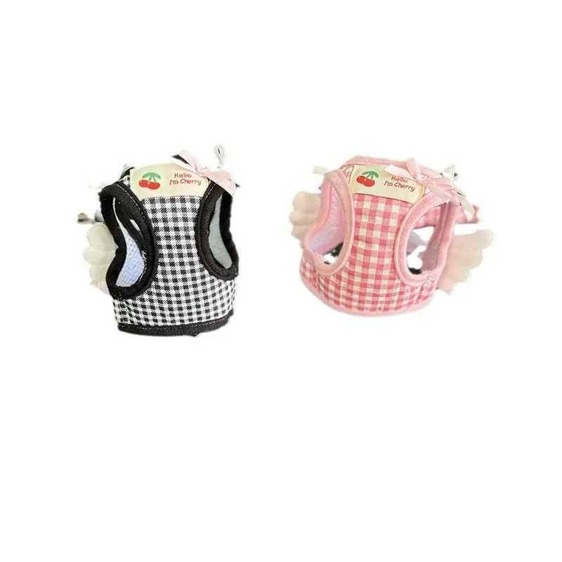 Breathable Strawberry Pattern Cat and Dog Strap Collar Escape Pet Wing Strap Set Cat and Dog Chihuahua Cute Chest Tank Top X250326
