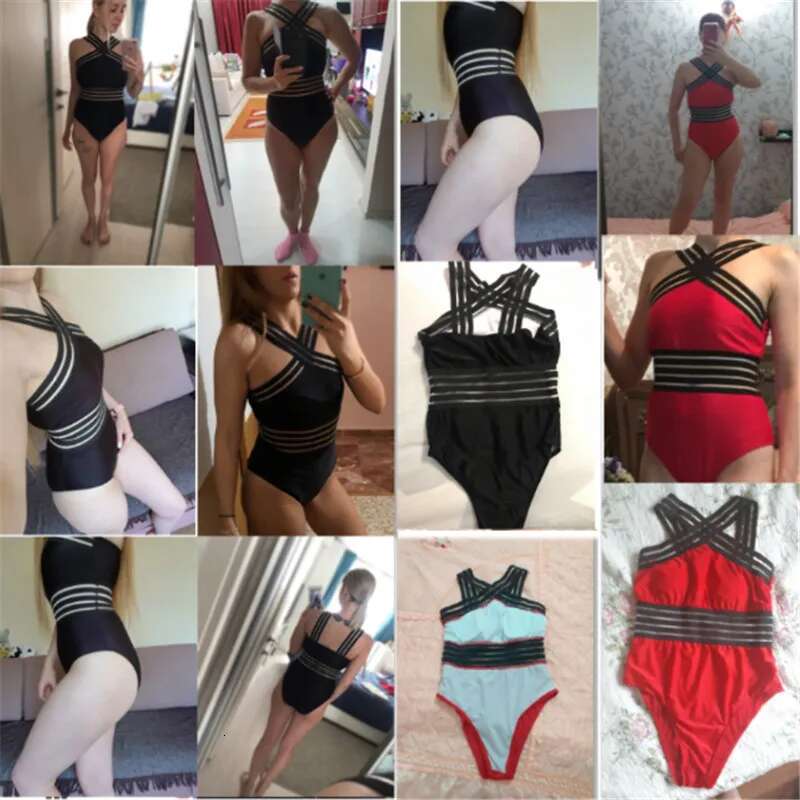 One_Piece Swimsuits High Neck Bandage Cross Back Padded Up Bikini Sets For Women
