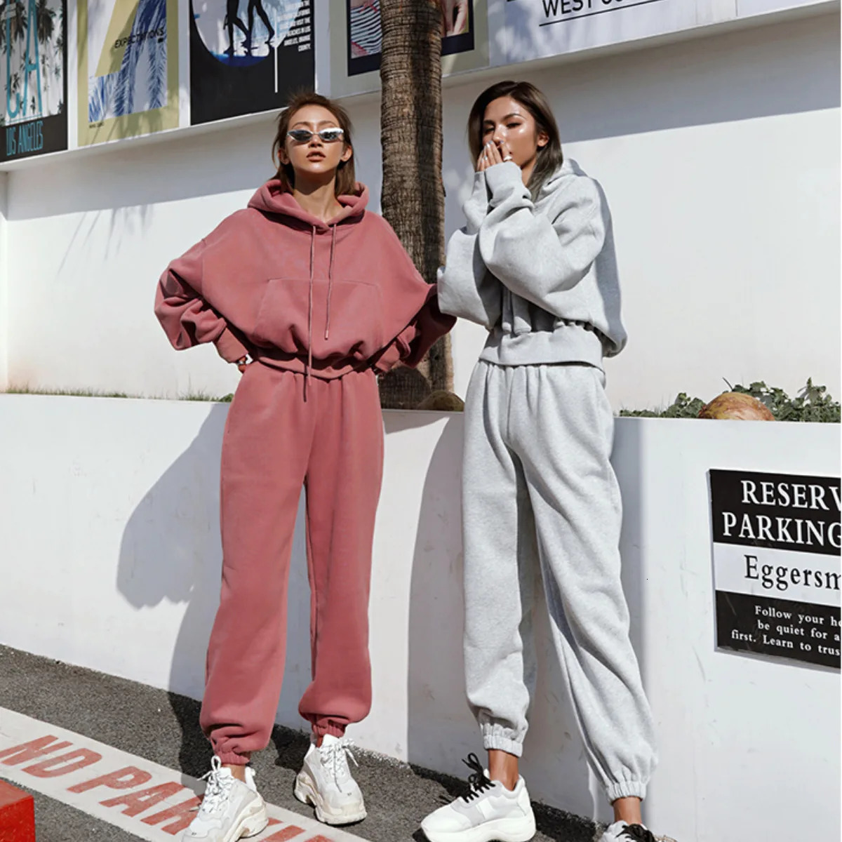 Sports Thick Winter Womens Track and Field Wear Pink Wool Sports Pants and Sweaters Womens Pants and Tops 2-piece Set 250320