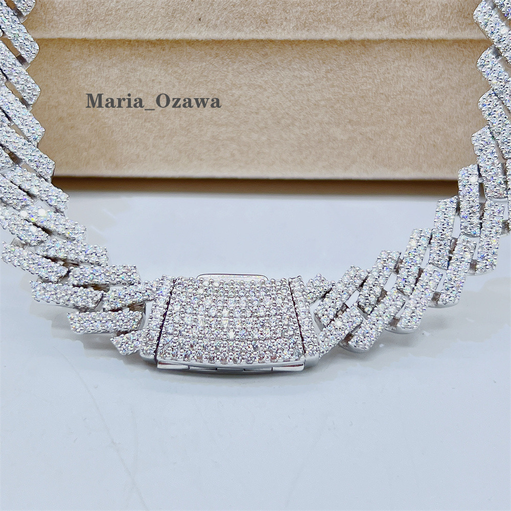 Custom 14mm Moissanite Diamond Cuban Chain Hip Hop Men Jewelry Iced Out Cuban Link Necklace