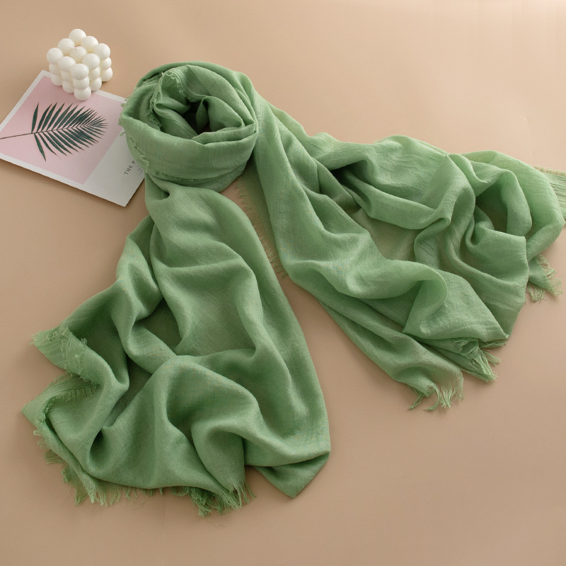 K712 2025 Spring and Summer New Beach Shawl Solid Color Thin Scarf Travel Sunshade Korean Style Atmosphere Long Scarf Silk Scarf