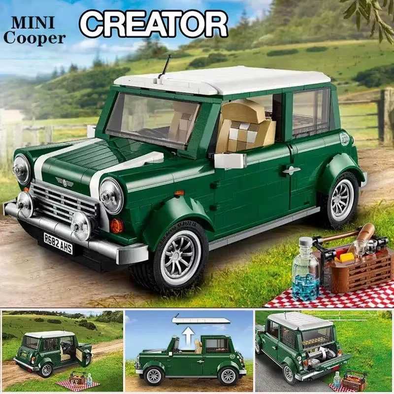 New Mini Green Car Model Cooper Building Blocks Car Bricks Boys Birthday Gift Christmas Girl ToyXJ250326