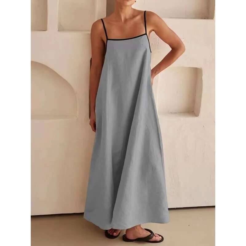 Dongdumaoyi Lente En Zomer Nieuwe Eenvoudige Mode Koude Contrasterende Kleur Sling Swingjurk A