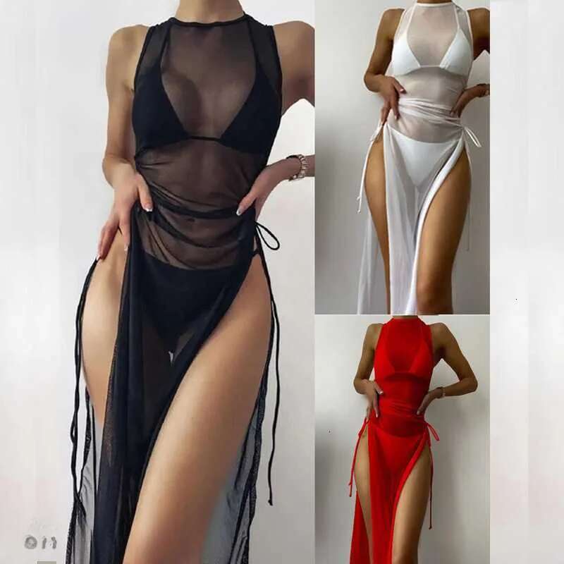 Women Sexy Swimwear New Sun Protection Cover Up Bikini Women's Multicolored Beach Long Dress Swimsuit Three Piece Set