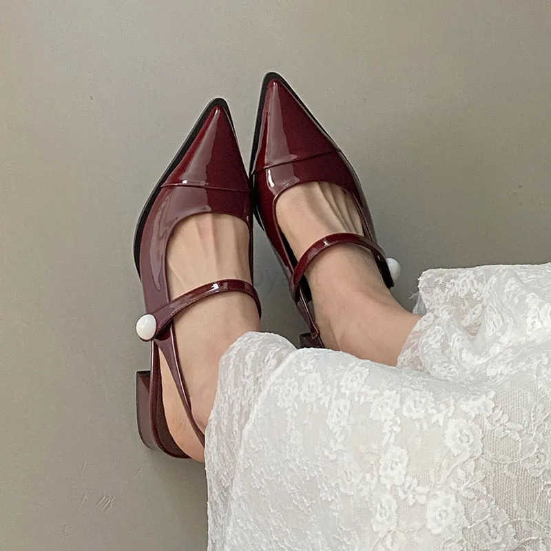 Fem Slip On Footwear Shallow Ladies Square 4CM H Sandals Shoes Fashion Pointed Toe Elegant Wen Heeled Sandals Shoes Z250326
