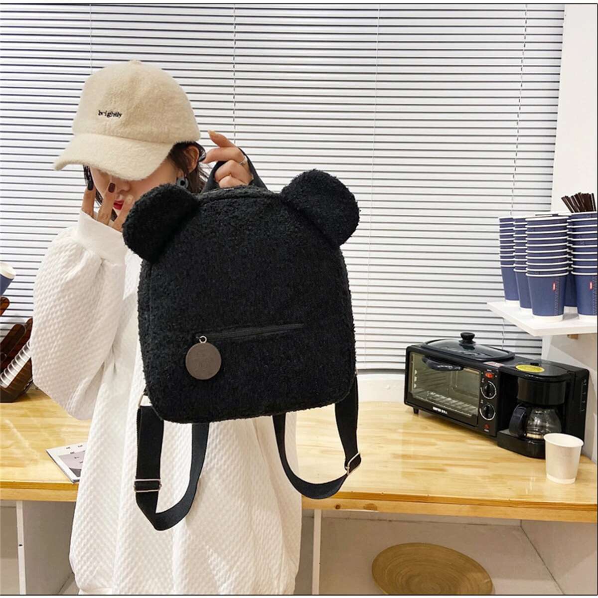 Women's Cute Shaped Shoulder Backpack Personalised Bear Backpacks Portable Children Shopping Rucksacks-LJX