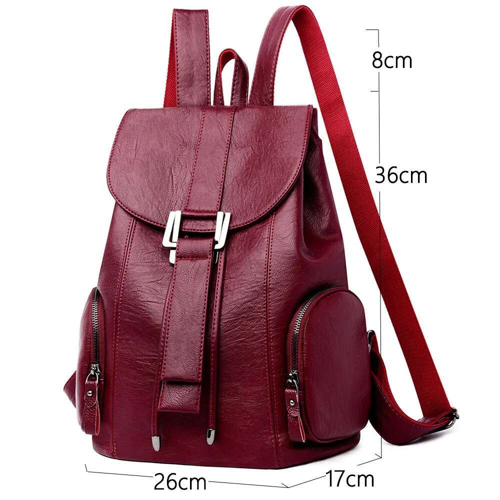 High Quality Leather Woman New Arrival Fashion Female Backpack String Bags Large Capacity School Bag Mochila Feminina