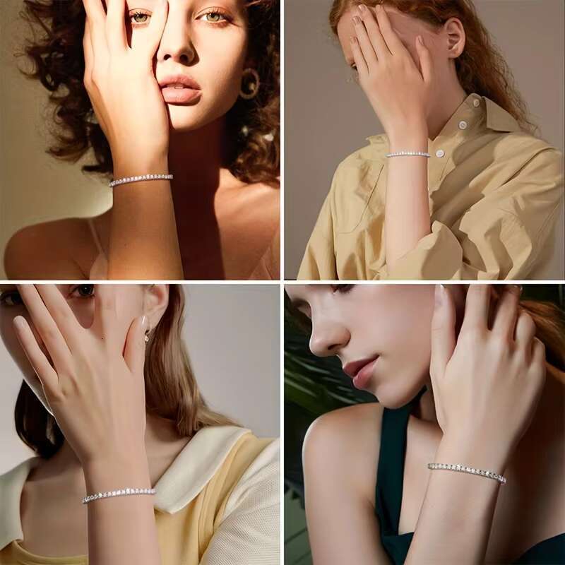 925 Sterling Silver Vvs Moissanite Chain 2mm 3mm 4mm 5mm White Gold Women Men Fine Jewelry Gifts Gra Lab Diamond Tennis Bracelet