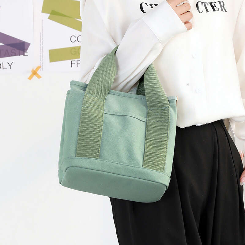Small with zipper, Japanese thousand layer small ladies shoulder bag, portable thickened canvas mobile phone bucket tote bag