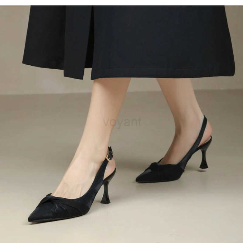Sandals for Wen Pointed Toe Closed Summer 2024 Thin H Black Ladies Shoes Stiletto Footwear Par Weddings on Offer Vintage Z250326