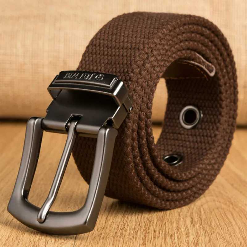 Canvas strap mens tactical strap sales mens outdoor sports simple and practical woven nylon canvas denim strap W250326