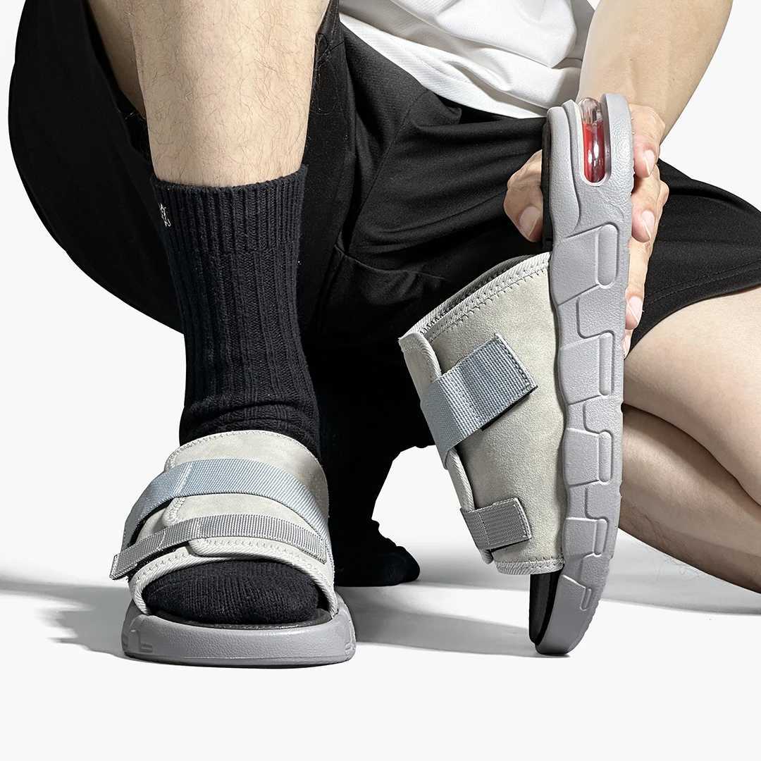 Mens outdoor sandals with thick sole flip cover comfortable shoes casual shoes Plus size 40-49 large fat sliderXJ250326