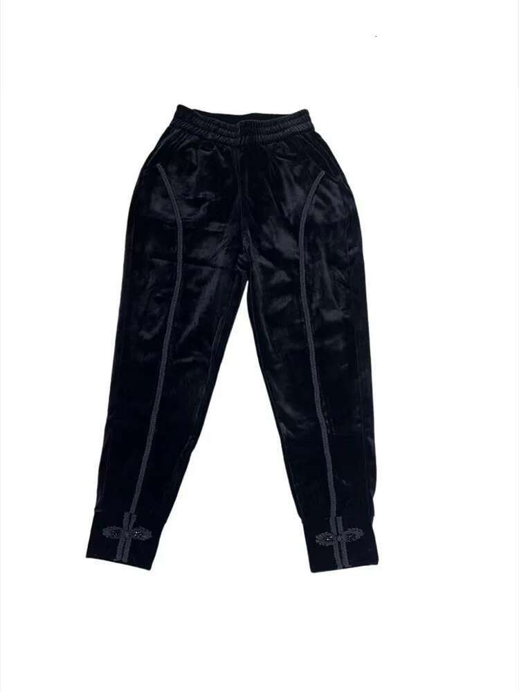 2024 Autumn And Winter New Retro Buckle Nine Point Veet Women's Korean Version High Waisted Versatile Harem Pants Trend