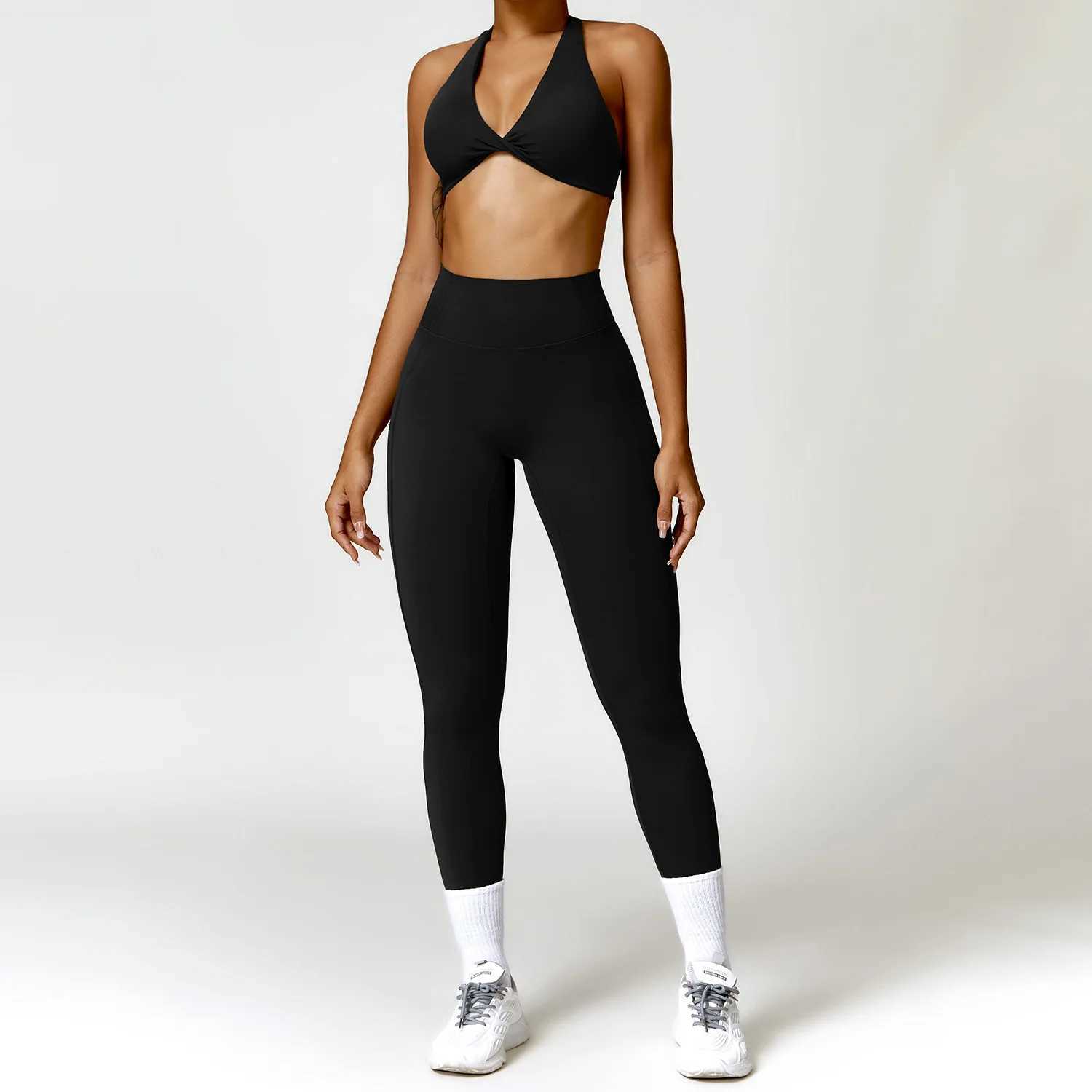 2PCS yoga set nude feeling exercise set womens track and field suit gym push ups fitness running exercise suit sports bra leg set W250326