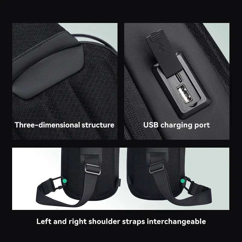 Multi Functional USB Shoulder Bag Men's TPU Waterproof Travel Bag Single Shoulder Shoulder Shoulder Bag Men's Chest Bag