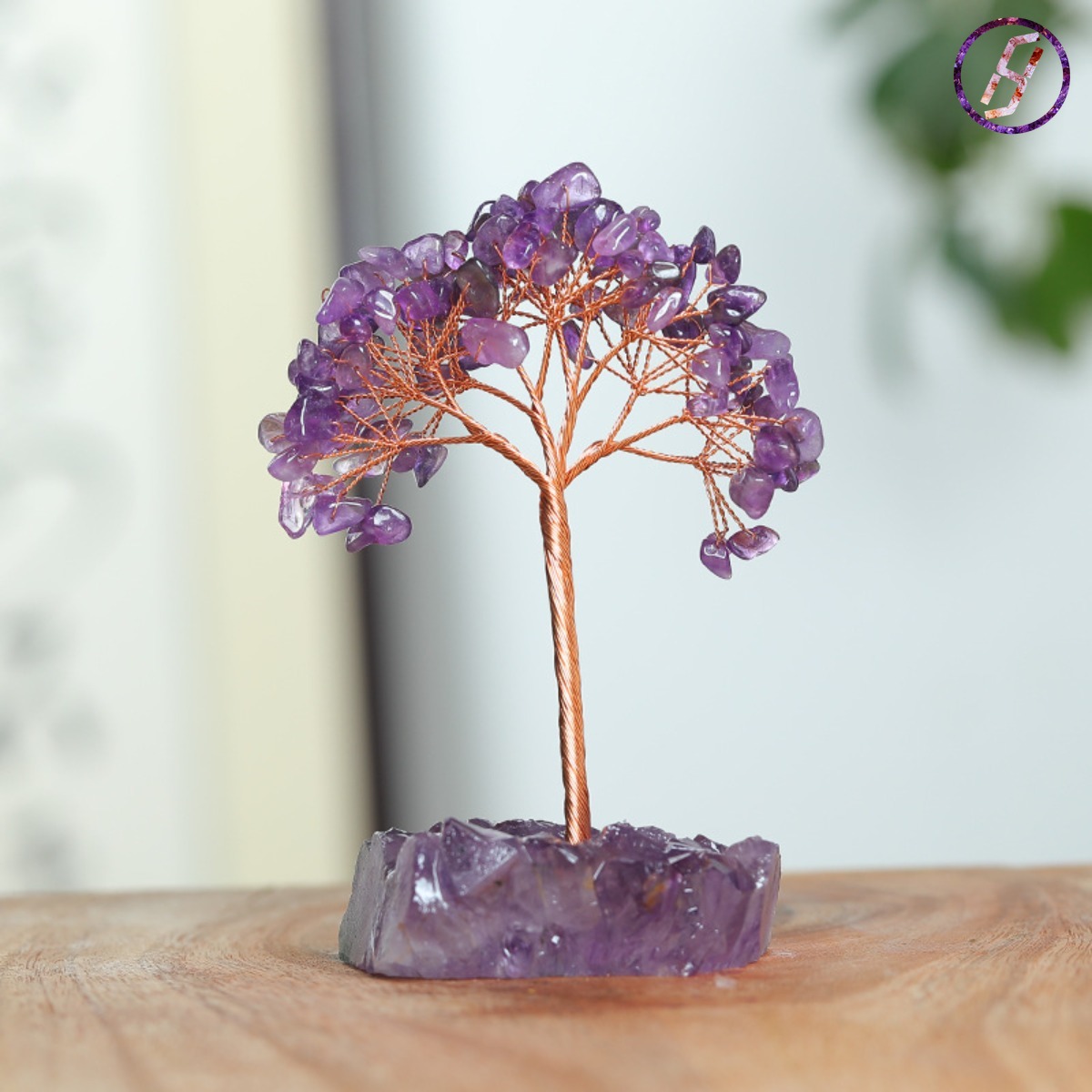 Natural Amethyst Geode Cluster with Crushed Amethyst Bedding - Feng Shui Prosperity Tree Sculpture for Bioenergetic Space Optimization Feng Shui Money