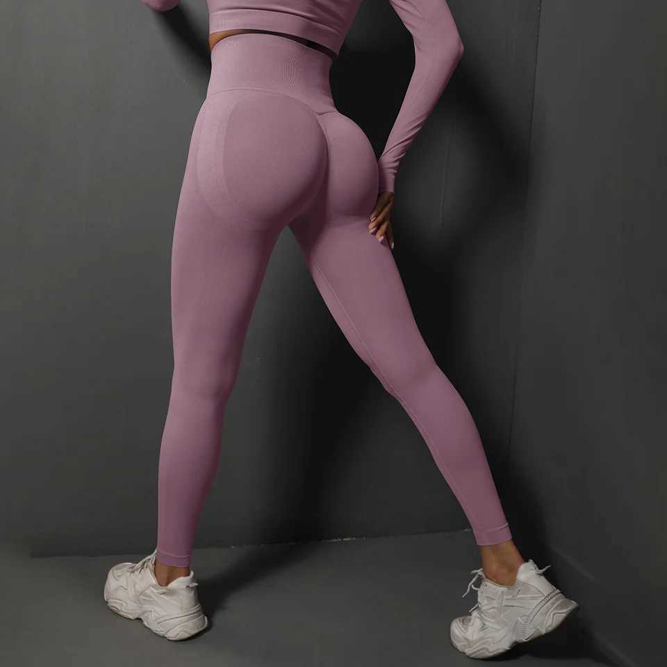 High waisted seamless yoga legs suitable for womens push up exercise fitness hip tightening running hip lifting elastic gym pants W250326