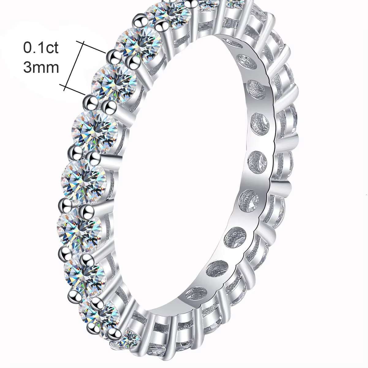 Fine Jewelry Gra Certified Moissanite Diamond Ring 925 Sterling Silver Iced Out Hip Hop Eternity O Ring Stacking Rings Jewelry