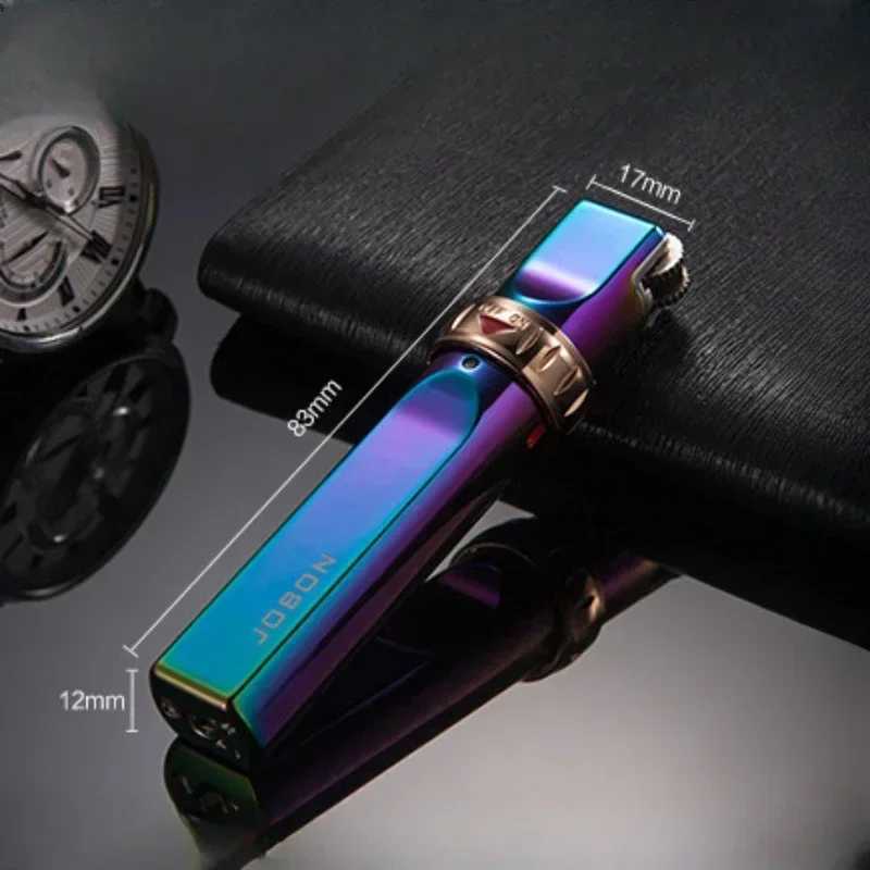 JOBON Metal Butane Gas Lighter Outdoor Windproof Turbo High Pressure Jet Vintage Grinding Wheel Ignition Cigar Lighter ToolC250326