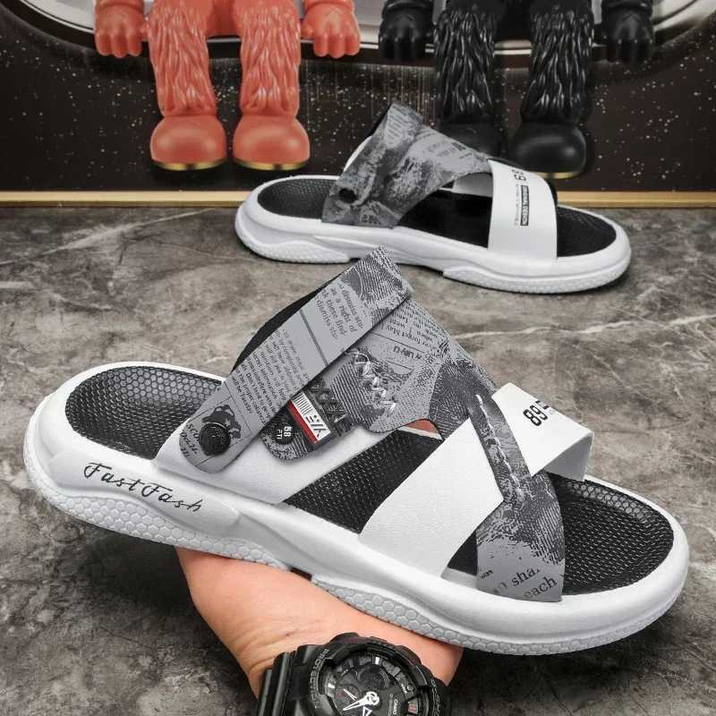 Summer mens slippers beach sandals 2024 original brand shoes comfortable mens sandalsXJ250326
