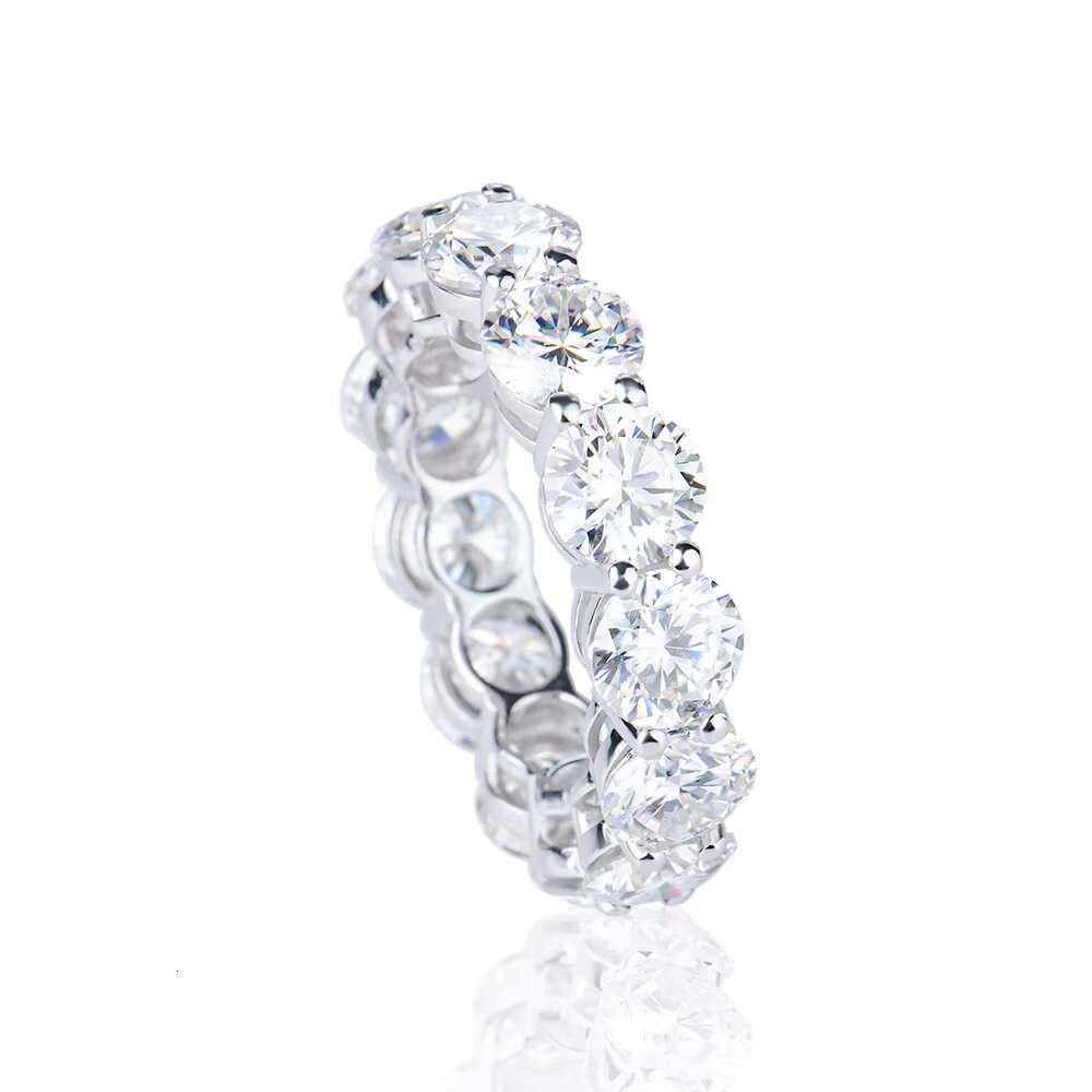 Minimalist Moissanite Ring Tennis Style Fashion Fine Jewelry 925 Silver Unisex Ring for Valentines Day Gift