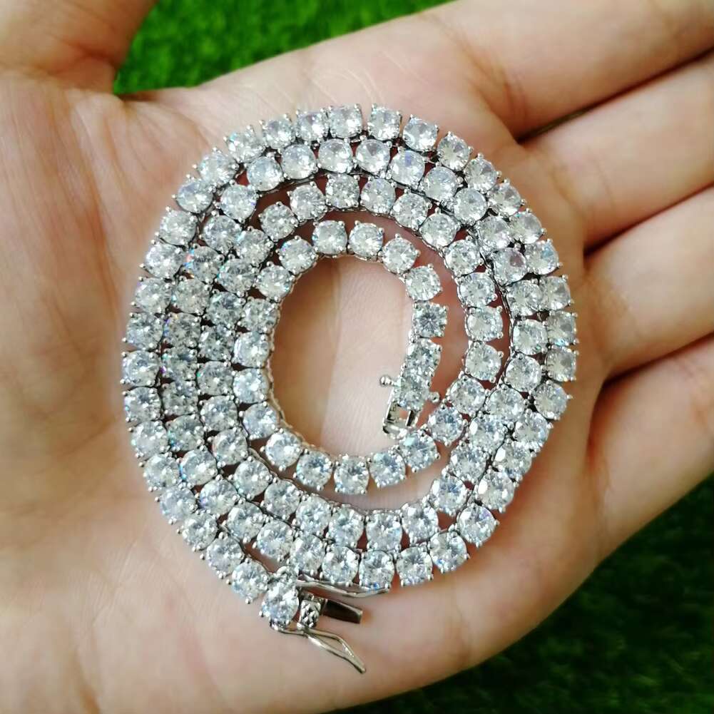 European American Trendy Brand Necklace Full Diamond Geometric Tennis Chain Rock Alloy Cross-shaped Gold Zircon Wedding Gift