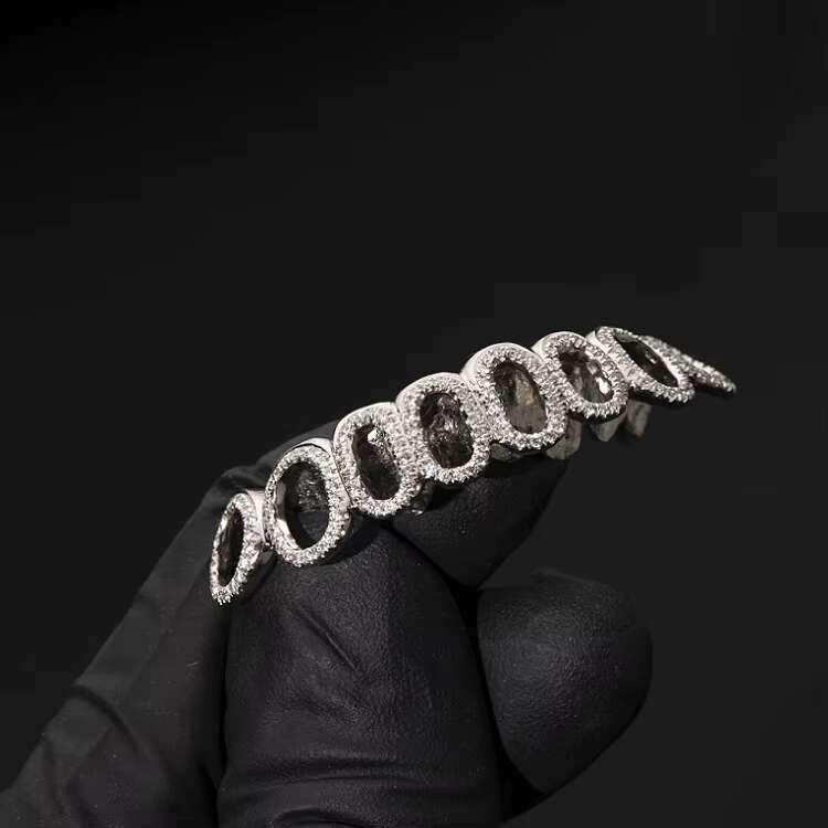 Factory Custom S925 Silver 10K 14K 18K Solid Gold Grillz Teeth Iced Out VVS Moissanite Lab Natural Diamond Grillz for Teeth