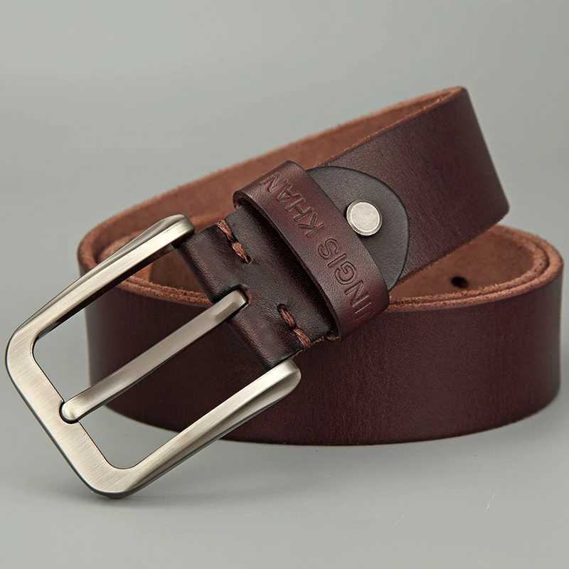 Mens genuine leather needle buckle layer retro mens waist belt handmade casual mens waist belt W250326
