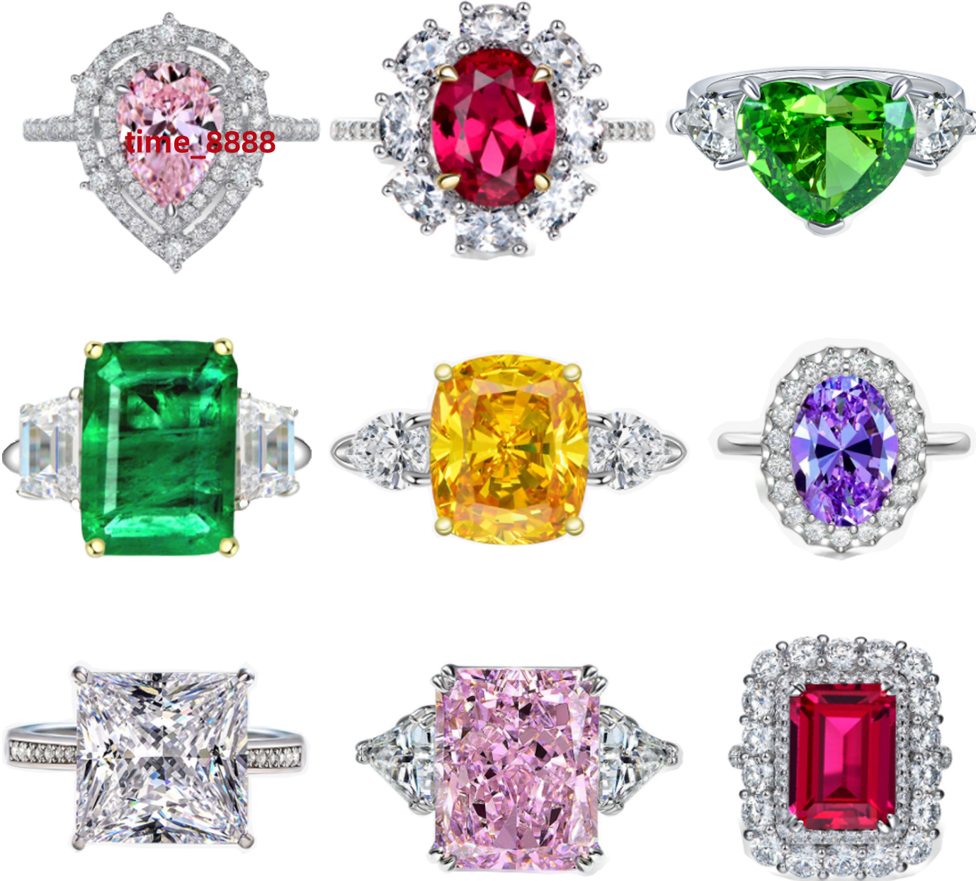Luxury Wedding Ring Jewelry Women Rhodium Plated Thick 18K Gold Plated Iced Out Diamond Silver Engagement Rings