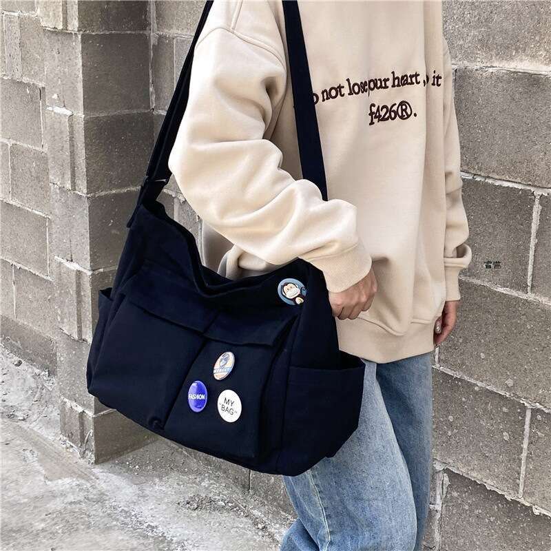 Canvas 2025 new Korean version crossbody men's trendy brand Ruiying travel large capacity shoulder armpit women's bag