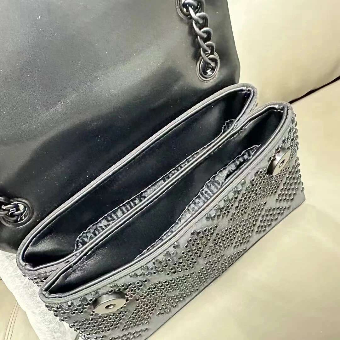 Brand Eagle Head Women Mini Crystal Crossbody Black Handbag Fashion Designer Flap Single Shoulder Chain Bag 2025 New