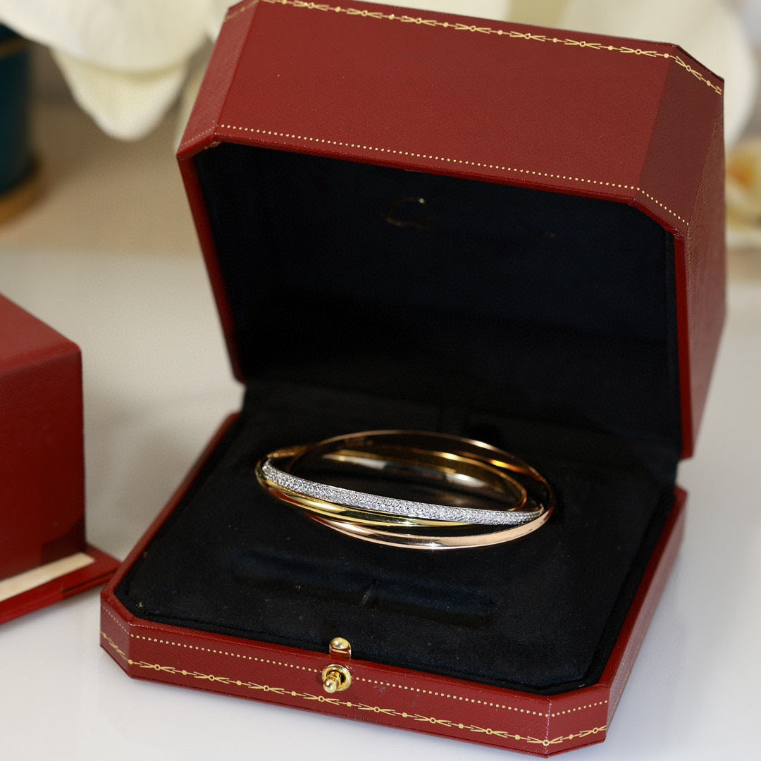 Bangle designer Bracelet triple ring gold sliver with diamonds bracelet designer for women luxury Jewelry Couple style For Women Wedding good AA