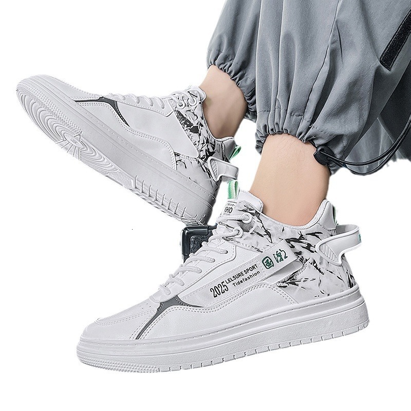 Designer Shoes Spring And Autumn Men's New Outdoor Sports Shoes Fashion Student Union Casual High Cut Thick Soled Shoes Men's White Shoes