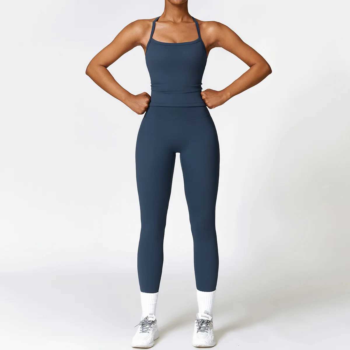 2PCS Yoga Set Womens Gym Clothing Fitness Exercise Set Sportswear Womens Long Sleeve Crop High Waist Tight Sportswear W250326