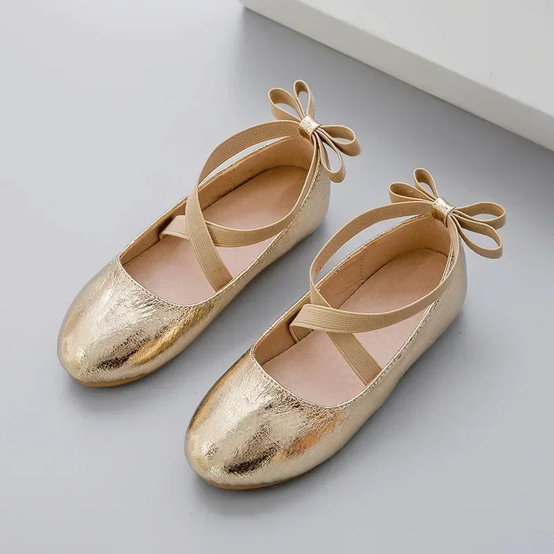 3 To 12 Gold Baby Girl Christmas Shoes Party Performance Ballet Flats Slip on Boat Shoes for Girls Dress Ballerinas Girl Shoe 250326