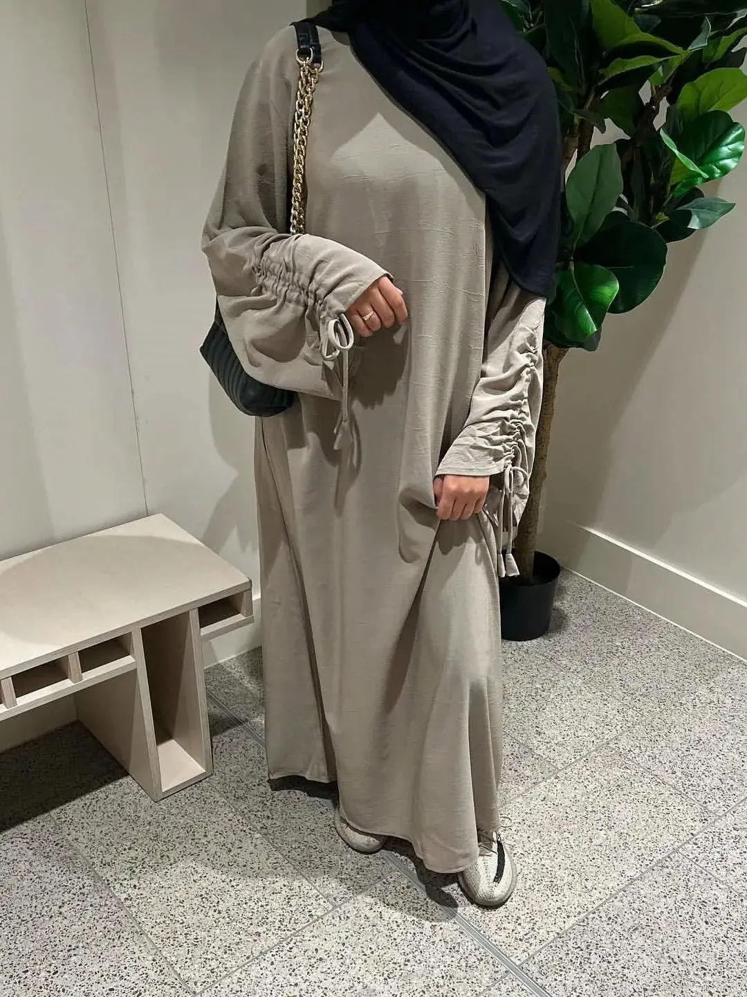 Latest Fashion Cuff Tie Muslim Robe Abaya Syari Female Worship Service wy2061 250326