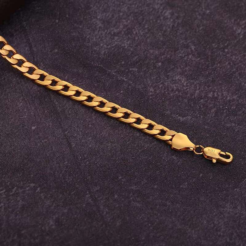 Fashion Hiphop Mens 18k Gold Plated Stainless Steel Cuban Link Chain Necklace for Men Jewelry
