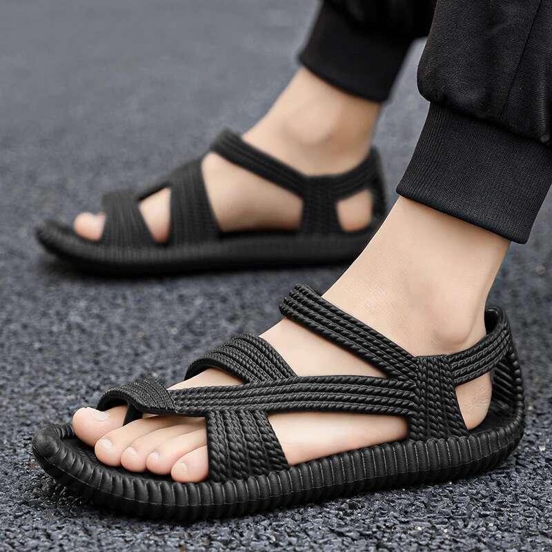 Men's Beach Summer Vacation EVA Straw Sandals Fashion Breathable Couple Flip ps Soft Non-Slip Outdoor Casual Shoes