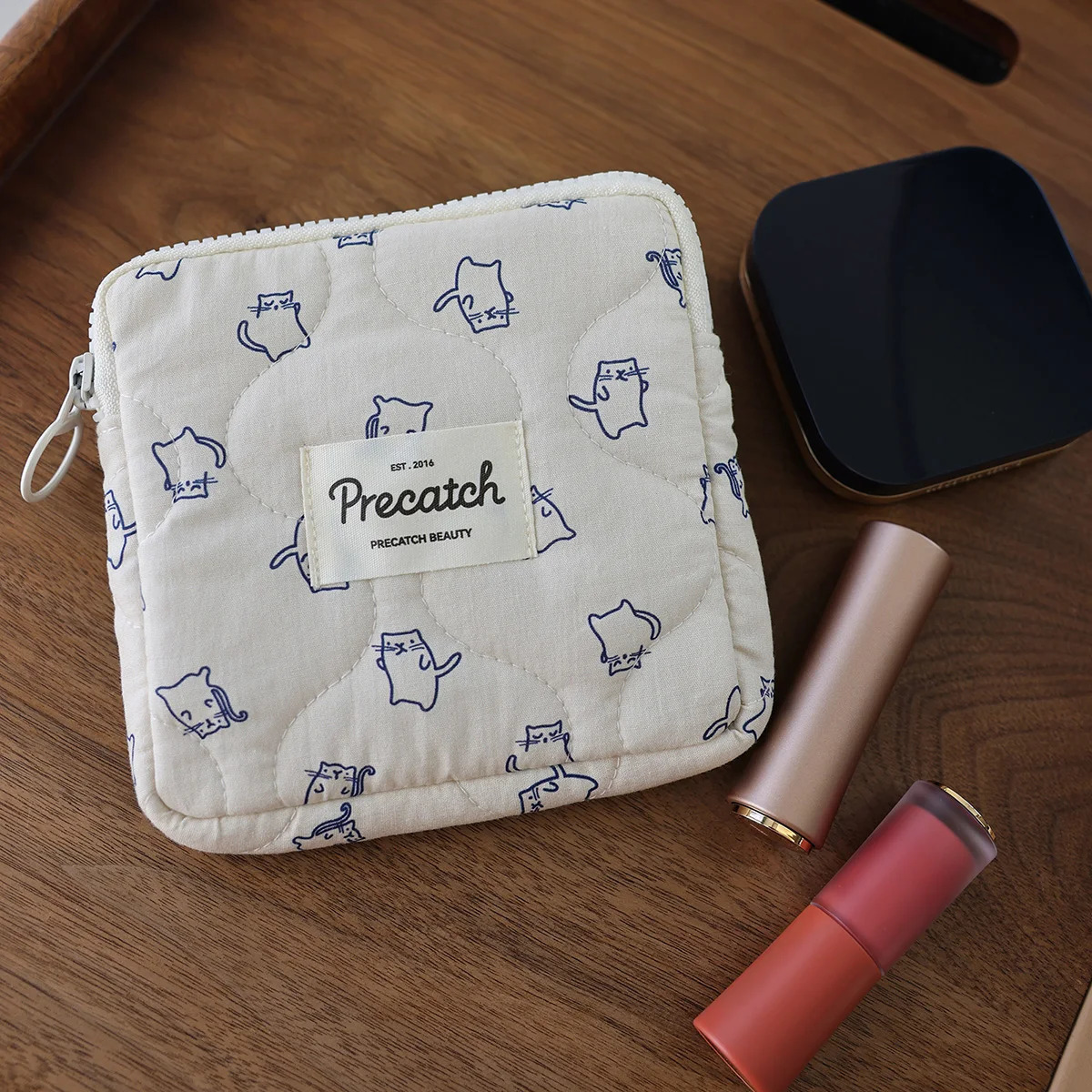 Sanitary pine bag cartoon handpainted cute square portable storage for girls body cosmetics 250326