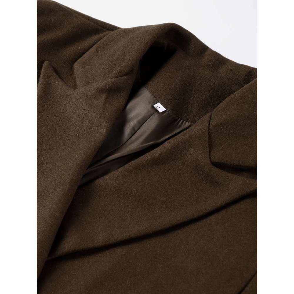 Women's Coat Lapel Women Long Coats Casual Straight Overcoat Double-Breasted Office Ladies Coat Autumn Winter Vintage Streetwear Outwear