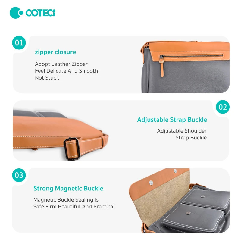 COTECi messenger bag mens and womens computer multifunctional business shoulder PU cross body large capacity backpack 250326