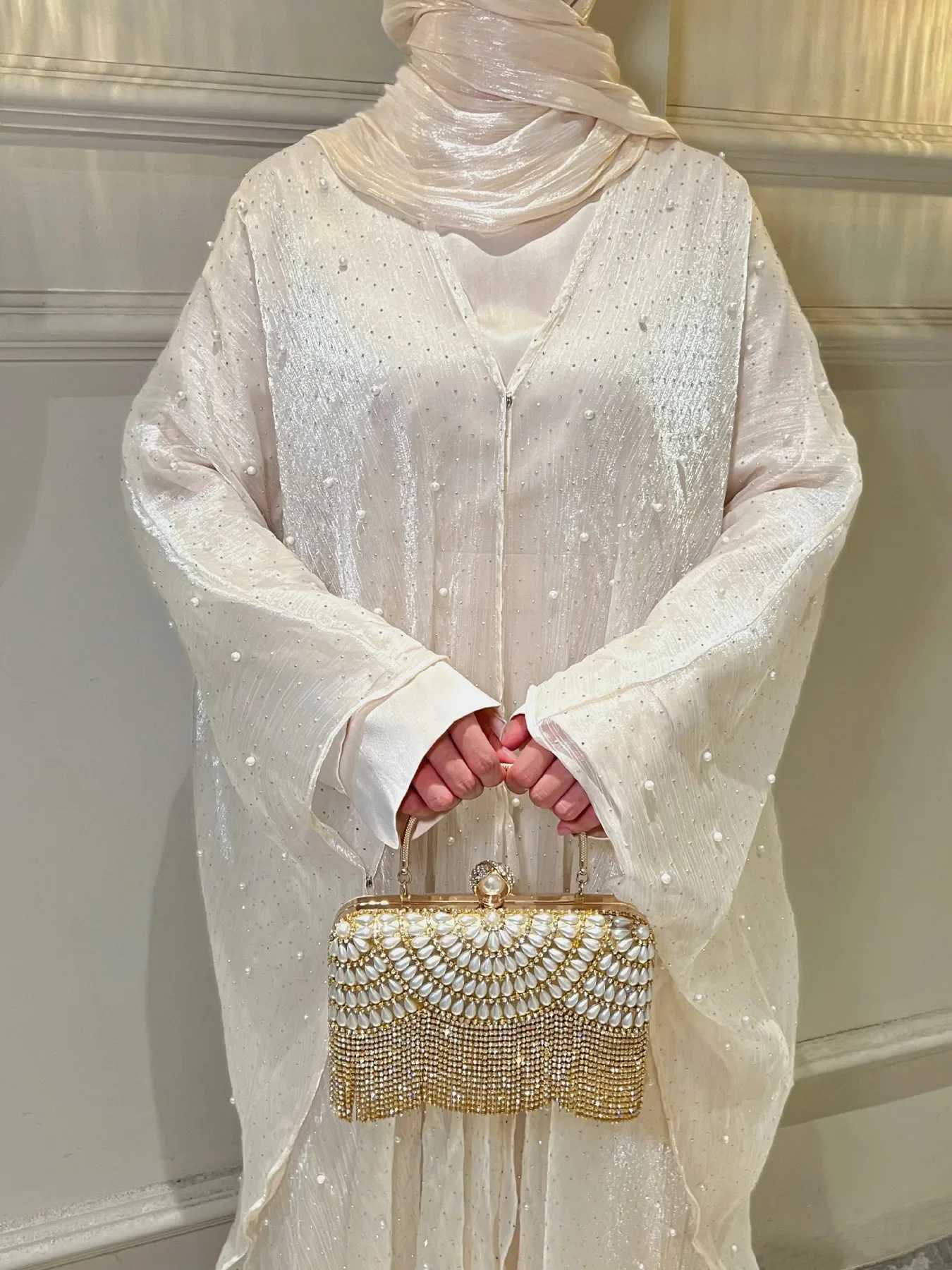 Starlight Abaya Shining Abaya two-piece set Abaya cardigan and bottom outfit X250327