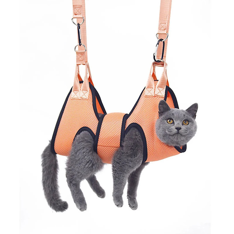 Cat Grooming Hammock Fixed Bath Bag for Nail Cutting Anti Scratch Cat Trimming Restraint Bag Pet Beauty Hanging Pet Supplies 250326