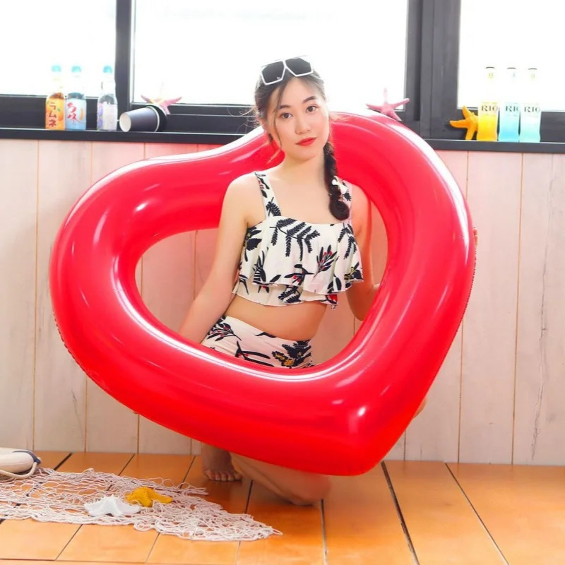 Heart shaped inflatable swimming pool ring adult 250321
