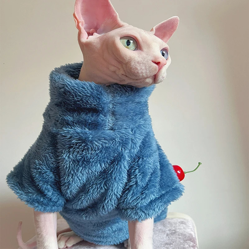 Pet Cat Sweater Home Fur Autumn and Winter Warm Solid Color Soft Arctic Velvet Skincare Suitable for Devonshire Cats Hairless C 250326